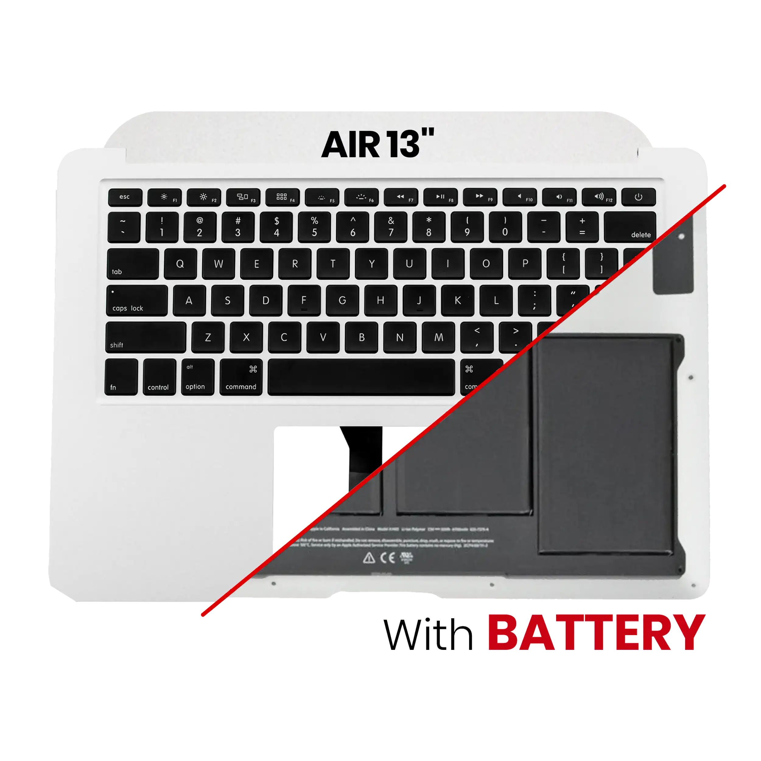 Top case (with battery and keyboard) for MacBook Air 13" A1466 (2012) (US English) (used OEM removal, B/C quality)