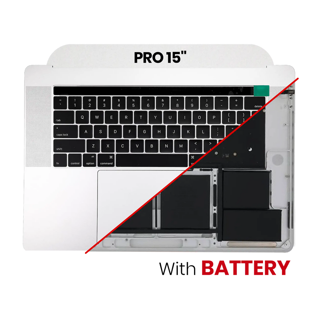 Topcase with Battery and Keyboard for MacBook Pro 15" A1707 (2016-2017) (US Keyboard) (Used OEM Pull, Quality B/C) (Silver)