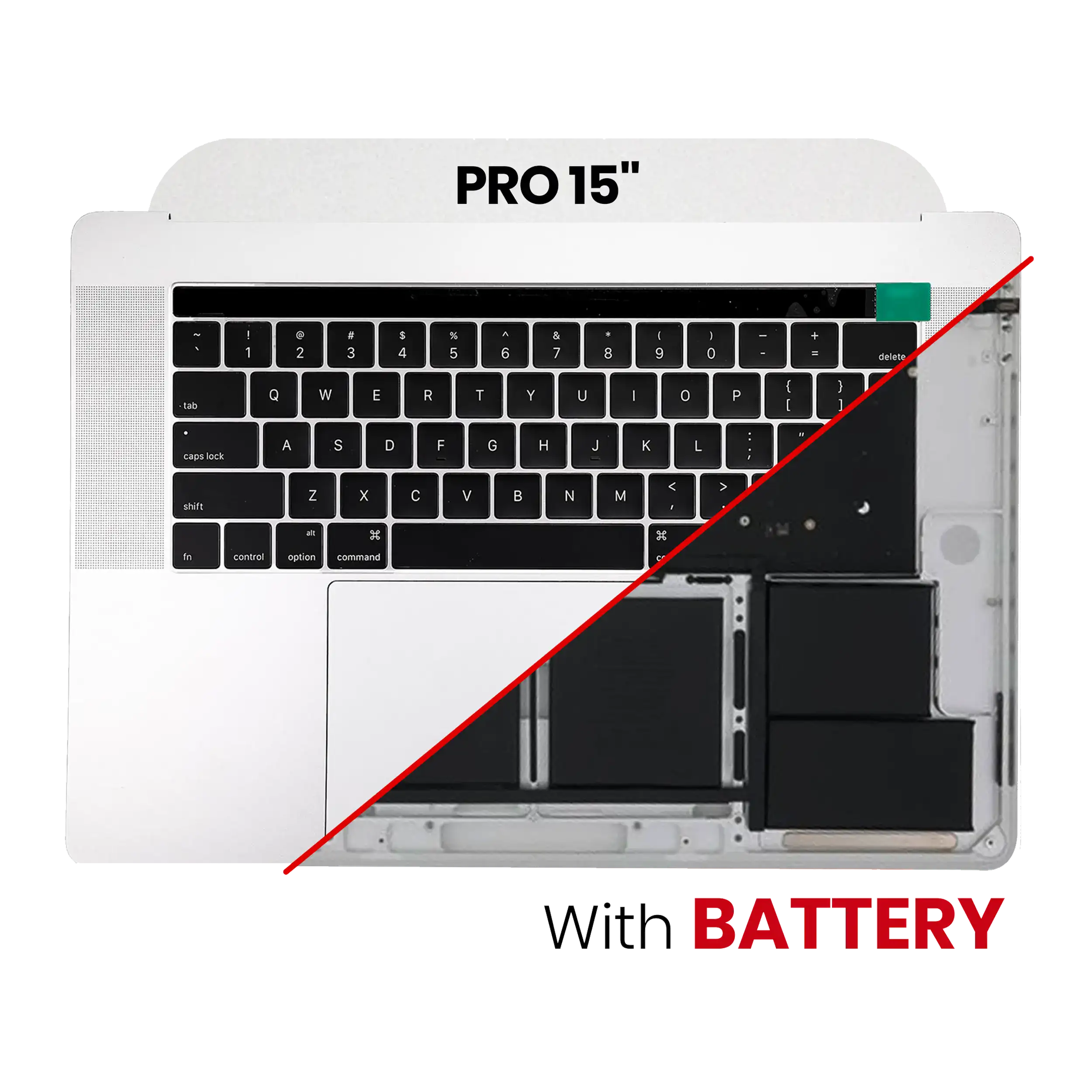 Topcase mit Akku & US-Tastatur MacBook Pro 15 A1707 Silber Qualität A OEM