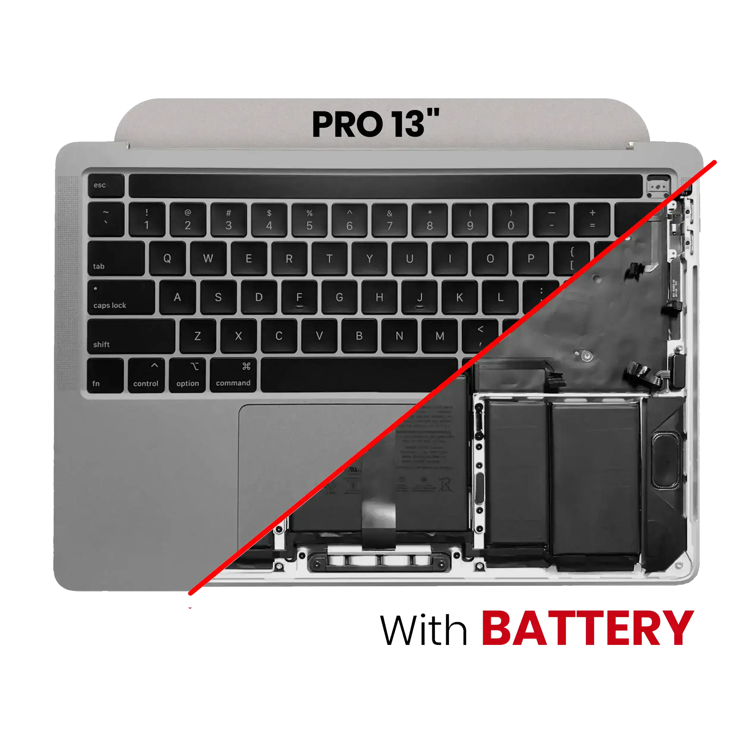 Top Case with Battery and Keyboard for MacBook Pro 13" A2251 (2020) (US Keyboard) (Used OEM Pull, Grade A) (Space Gray)