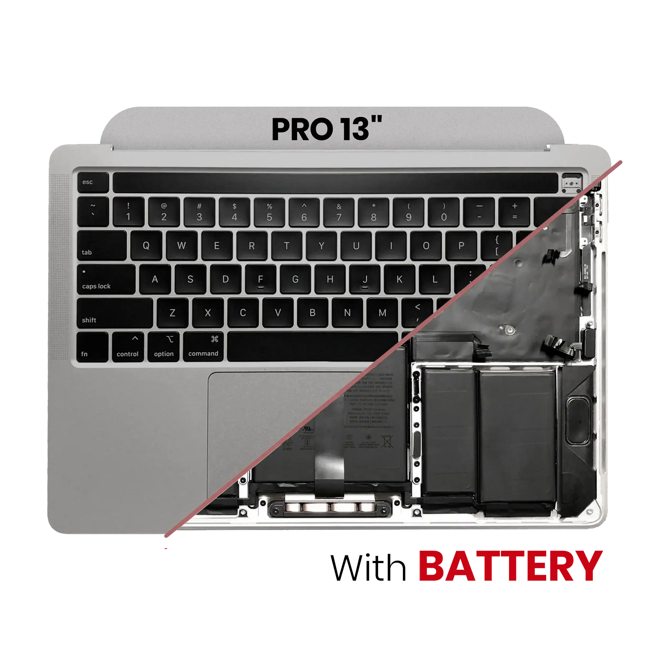 Topcase mit Akku und Tastatur für MacBook Pro 13" A2251 (2020) (US-Tastatur) (Si