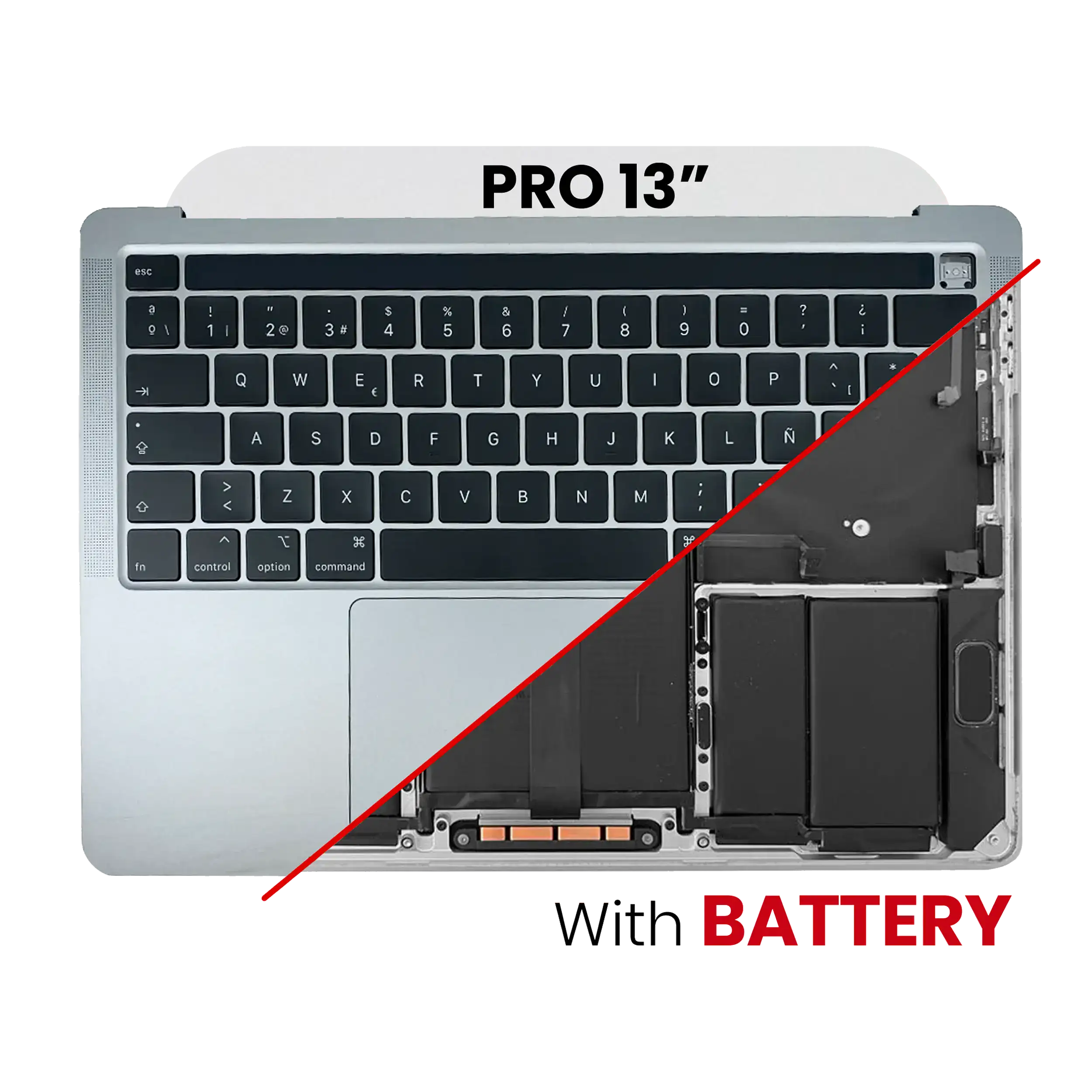 Topcase with Battery and Keyboard for MacBook Pro 13" A2251 (2020) (UK Keyboard) (Silver)