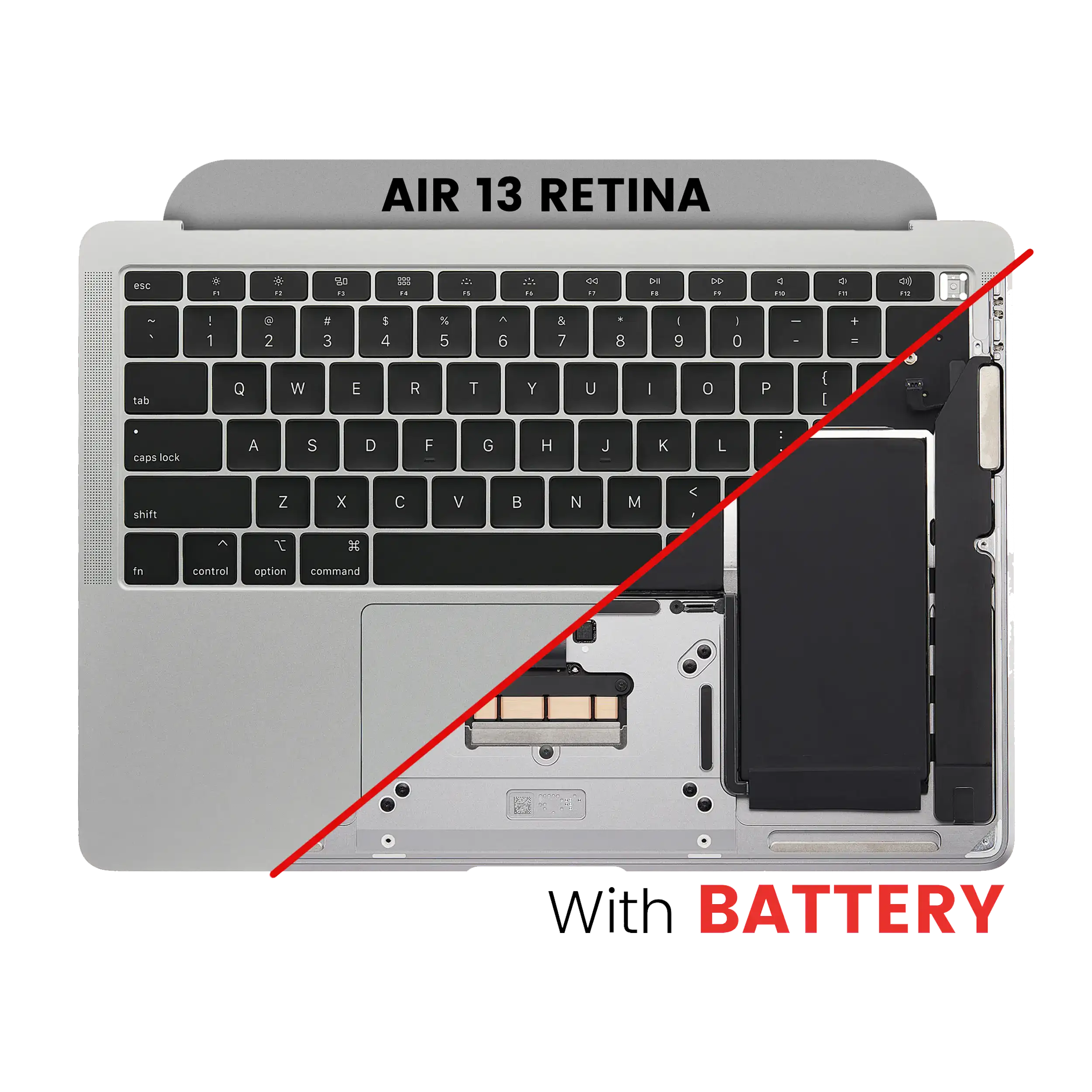 Top Case with Keyboard and Battery for MacBook Air 13" A1932 (2018/2019) (US Keyboard) (Used OEM Pull, Quality B) Space Gray