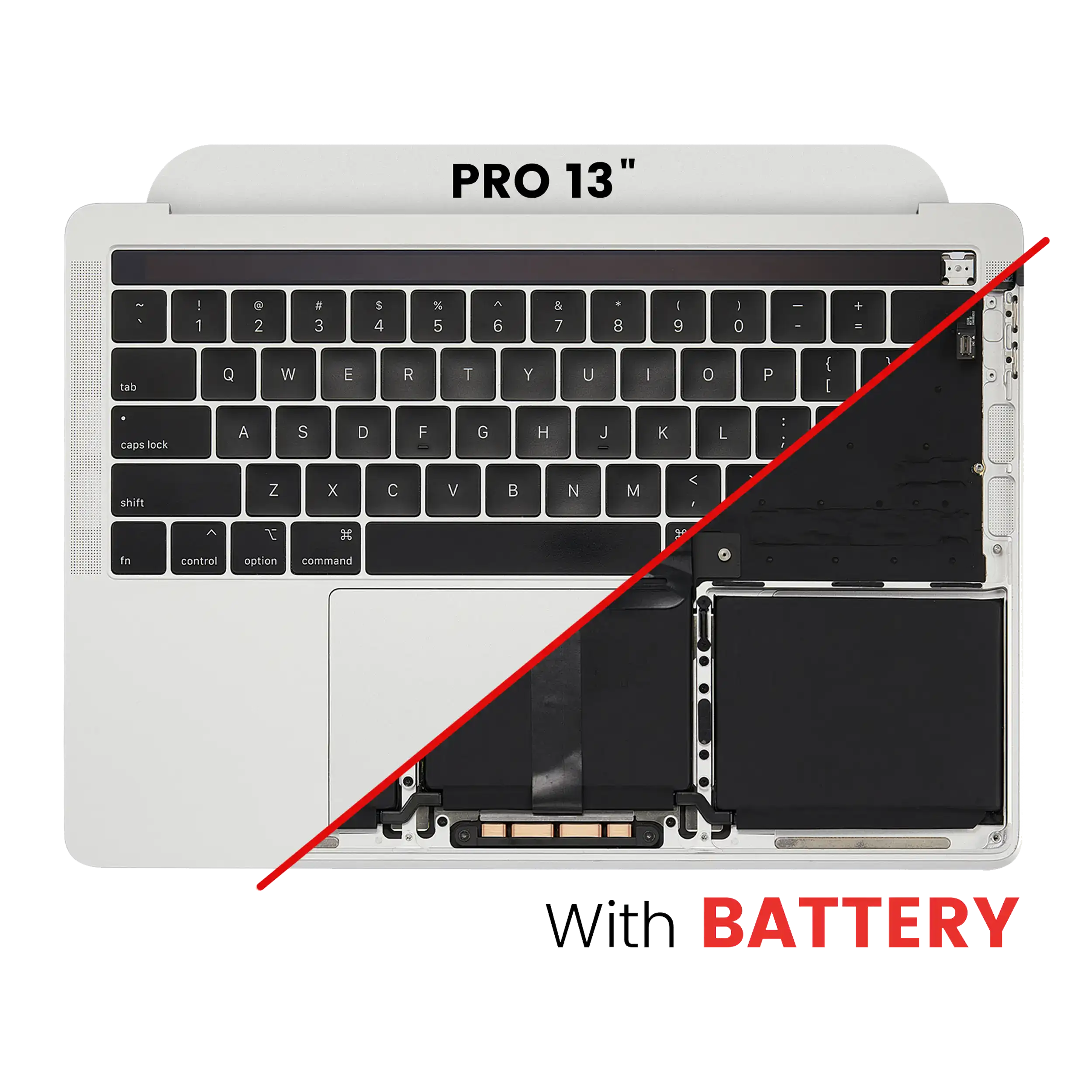 Top case with battery and keyboard for MacBook Pro 13" A2159 (2019) (US Keyboard) (Silver)