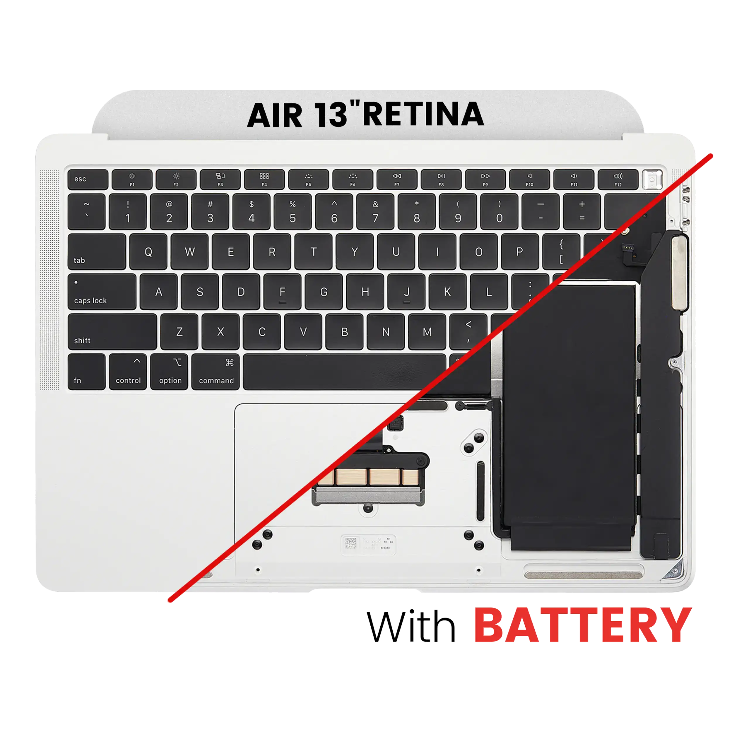 Top Case m. Tastatur & Akku f. MacBook Air 13" A1932 US Silber Gebrauchter Ausbau/Pull Neu