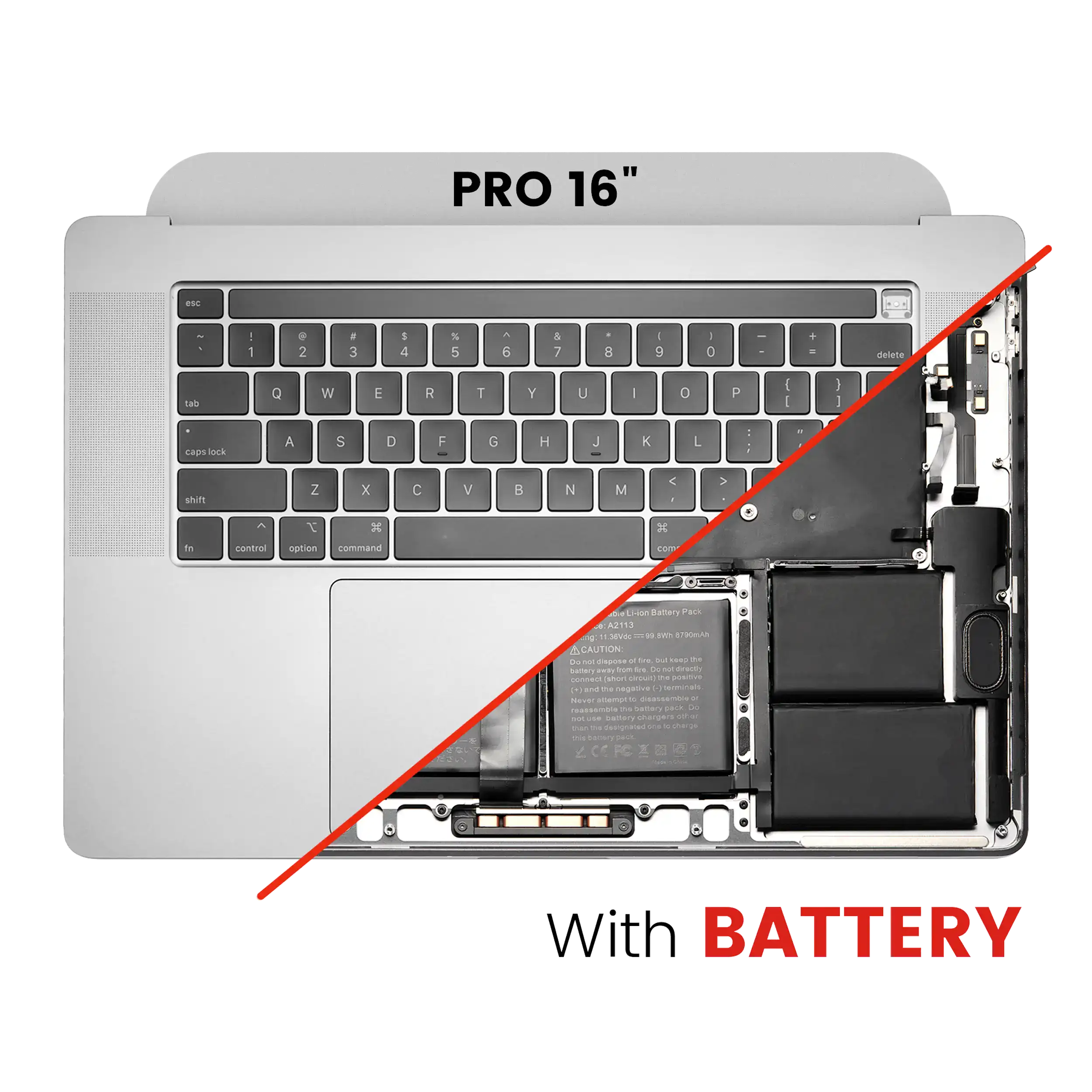 Apple MacBook Pro 16" A2141 Topcase Akku Tastatur US Silber Neuwertig