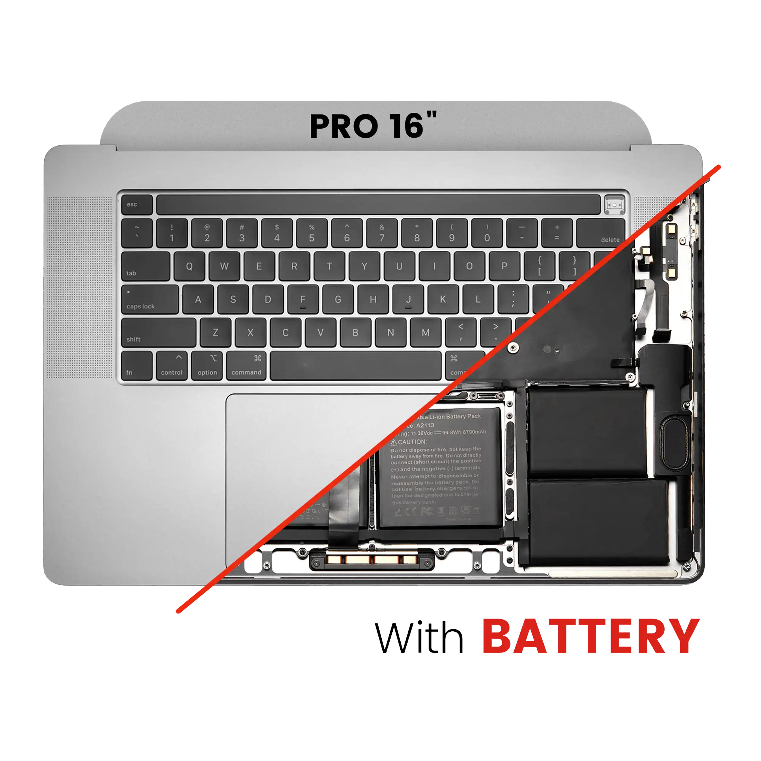 Topcase+Akku+Tastatur MacBook Pro 16" A2141 US Space Gray OEM Neuwertig