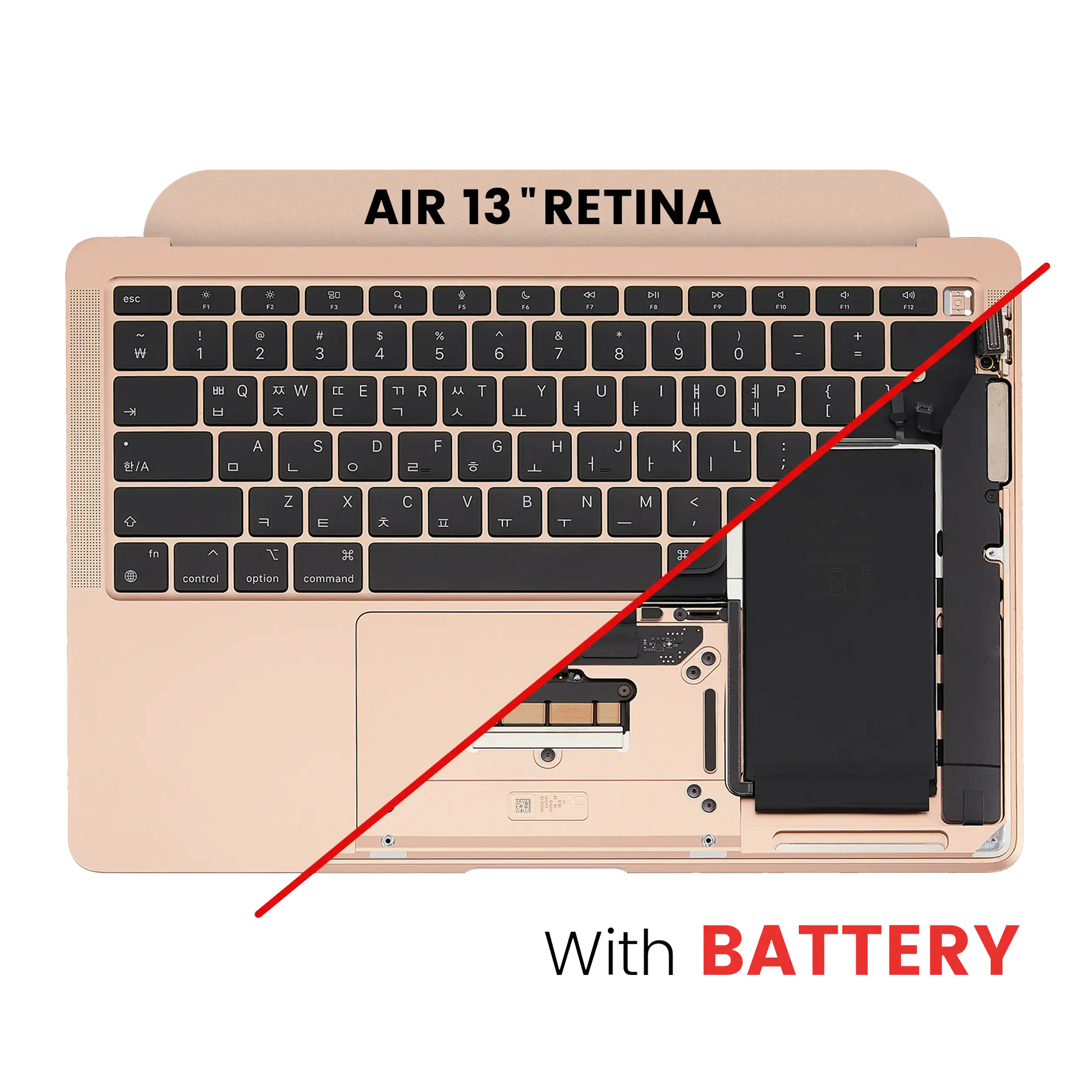 Top case with battery and keyboard for MacBook Air 13" A2337 (2020) (Gold, US keyboard)