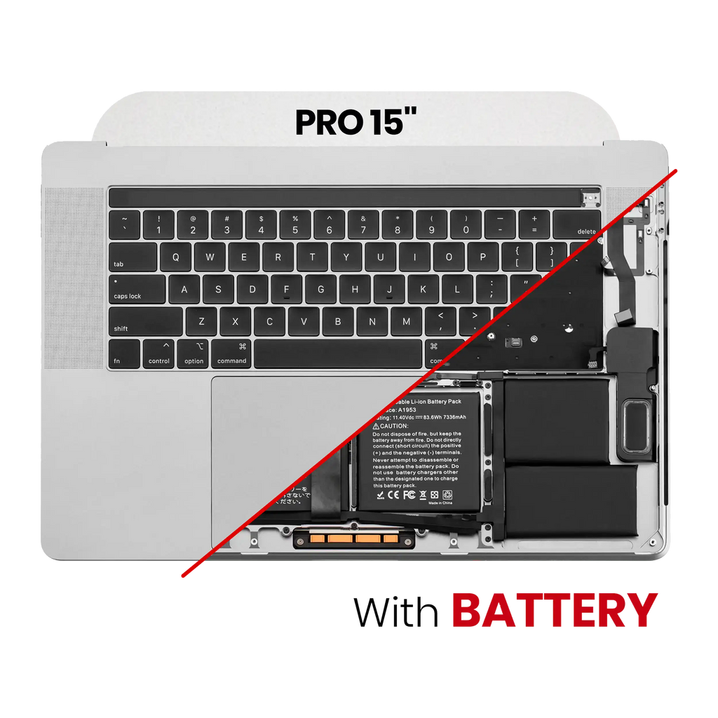 Top Case Complete Set (with Battery and Keyboard) for MacBook Pro 15" A1990 (2018-2019) Silver (US English)