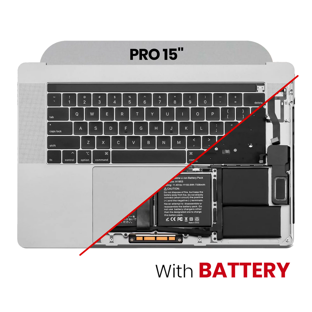 Top Case mit Akku und Tastatur für MacBook Pro 15" A1990 Spacegrau US English