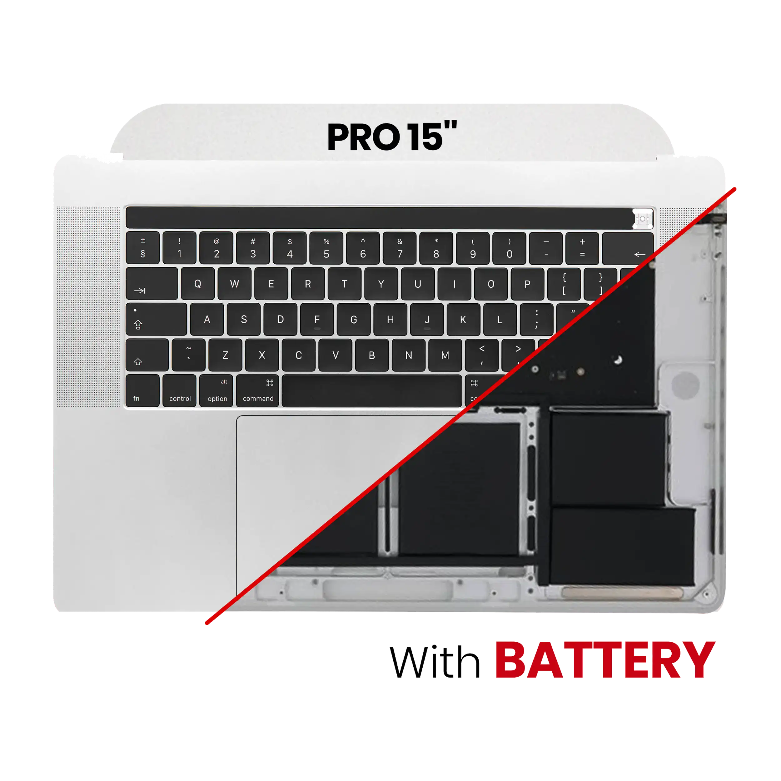 Topcase mit Akku und Tastatur für MacBook Pro 15" A1707 Silber