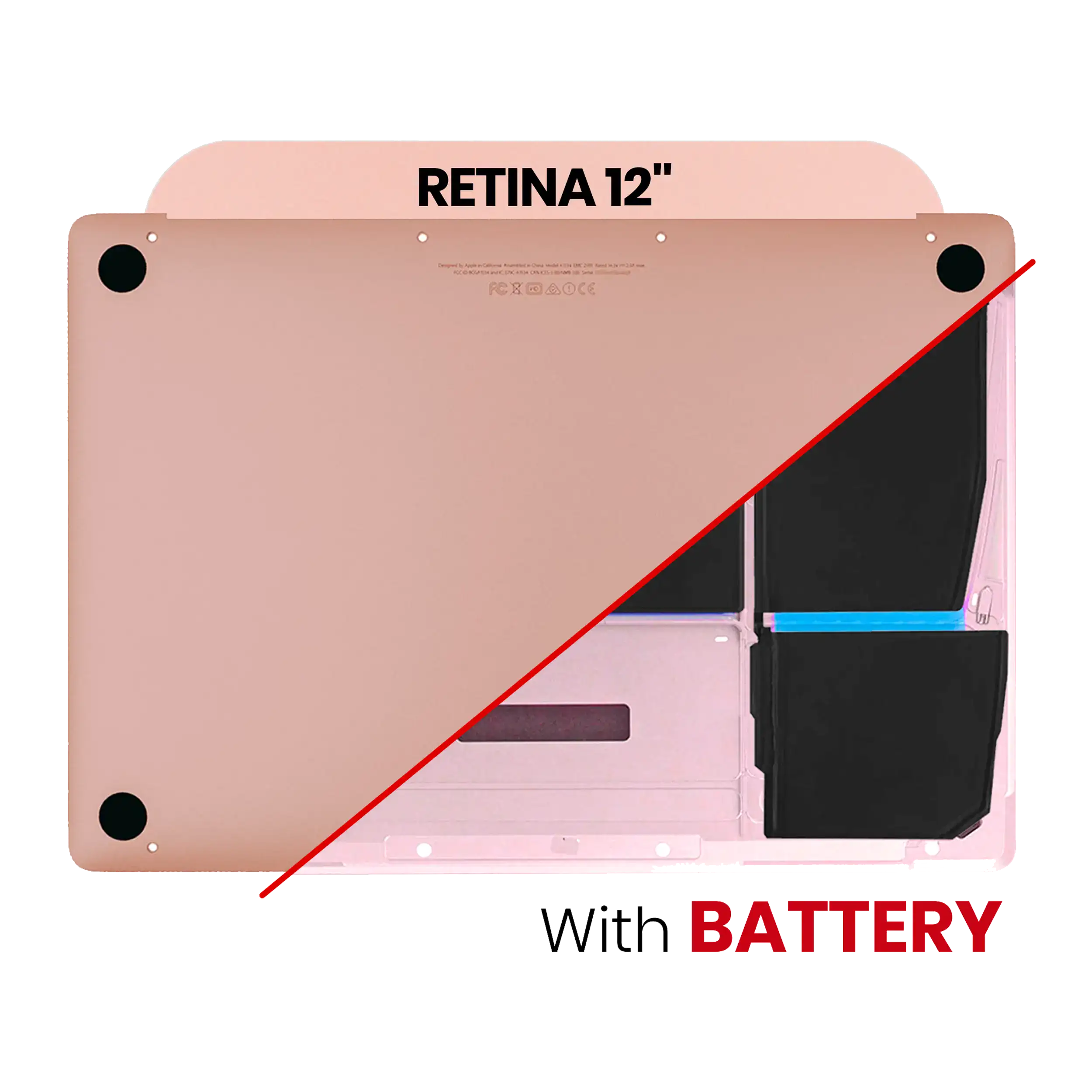 Bottom Case with Battery (A1705) for MacBook 12" A1534 (2016-2017) (Rose Gold)