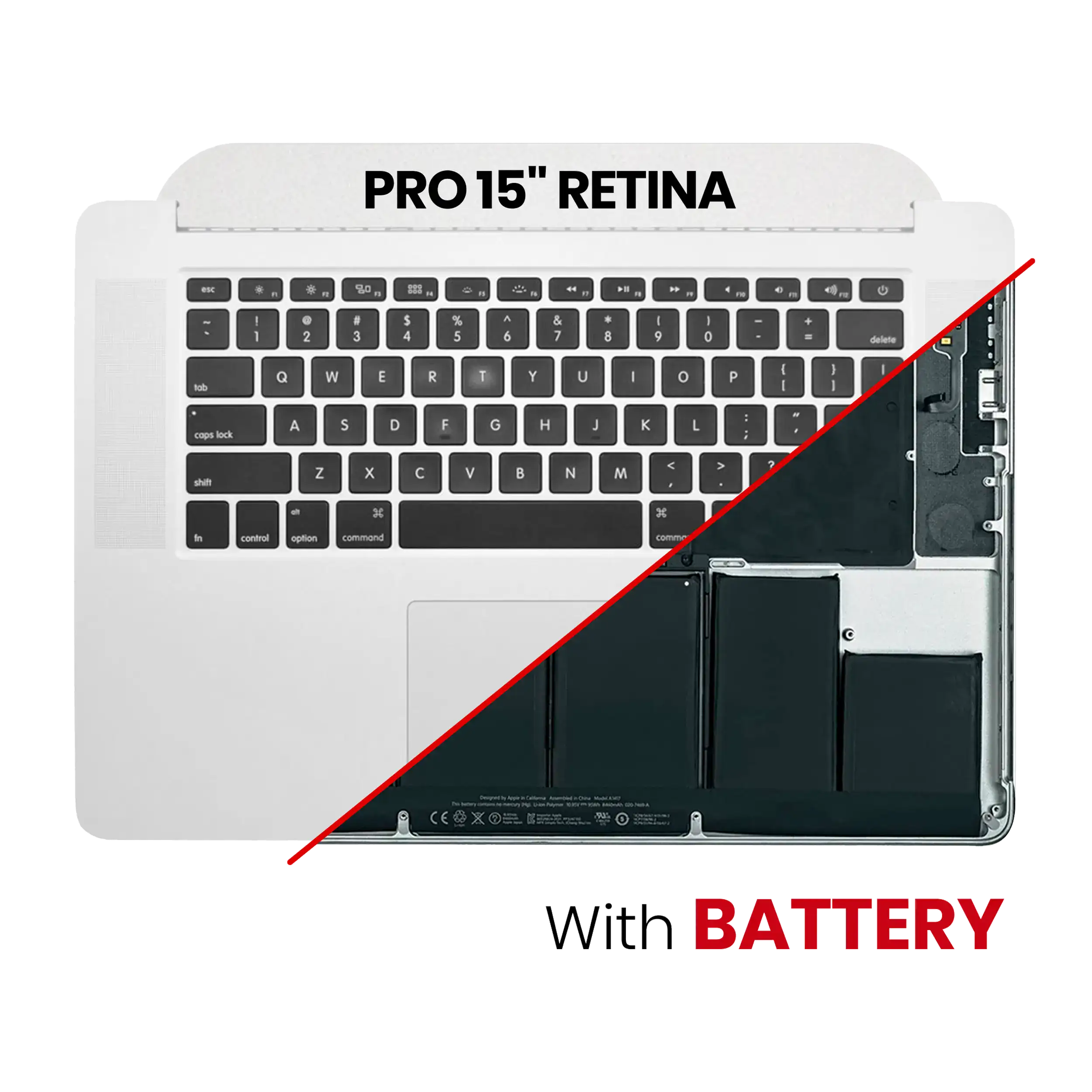 Topcase mit Akku & Tastatur für MacBook Pro 15" A1398 US