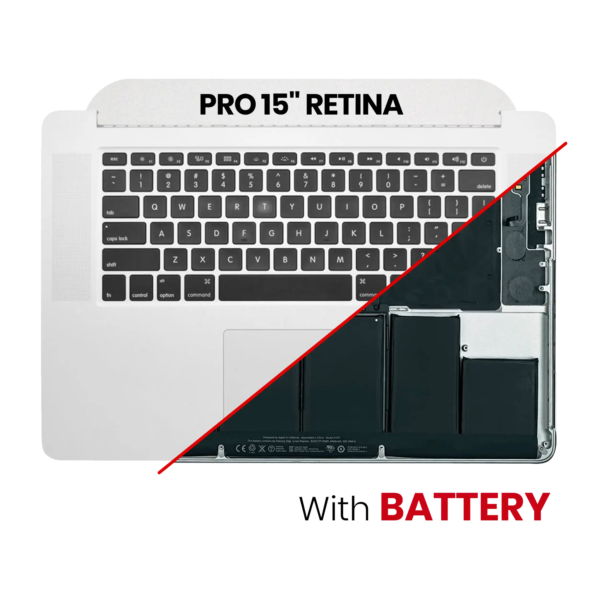 Topcase mit Akku und Tastatur für MacBook Pro 15" A1398 US-Tastatur