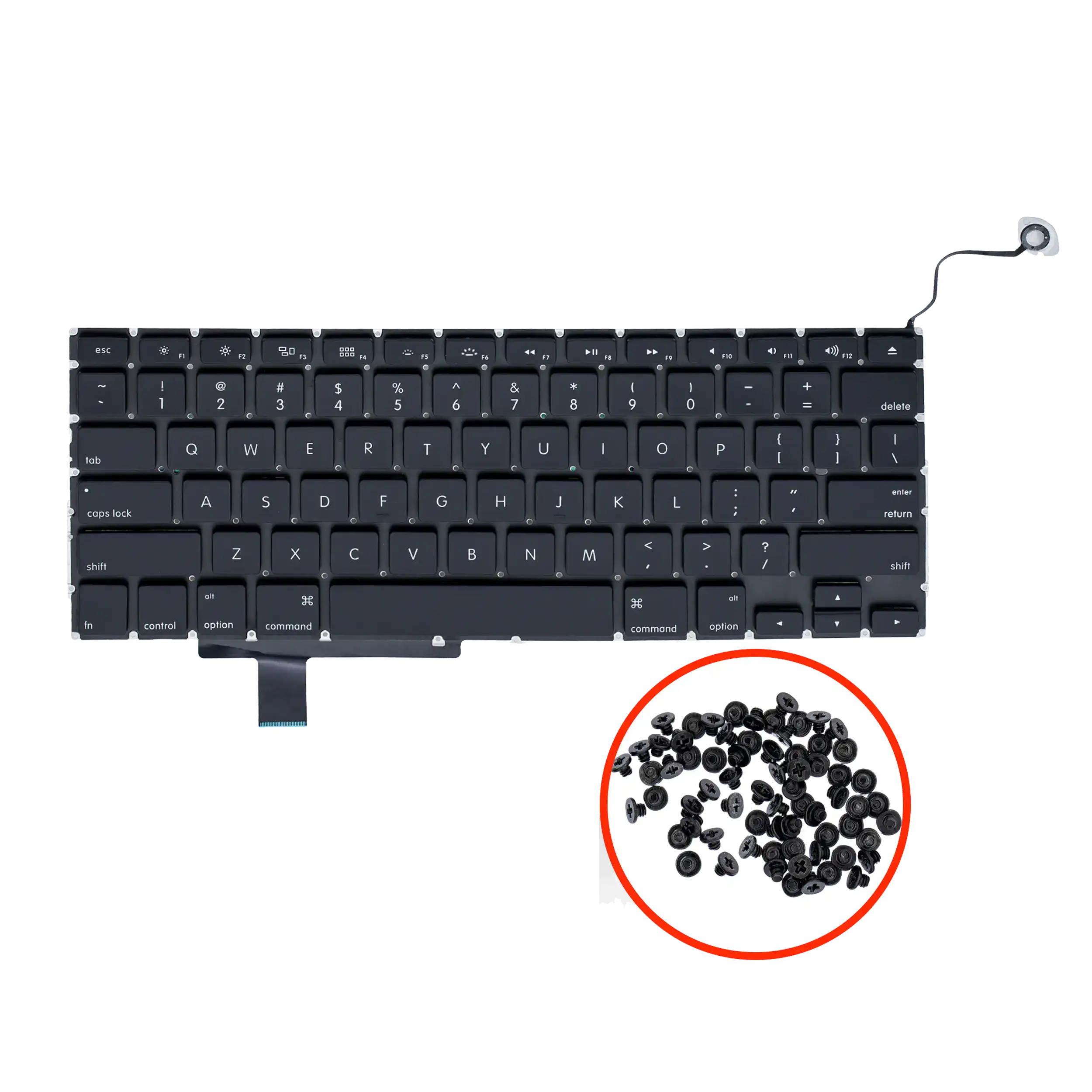Tastatur + Hintergrundbeleuchtung + Schraube (US) für MacBook Pro 17" A1297