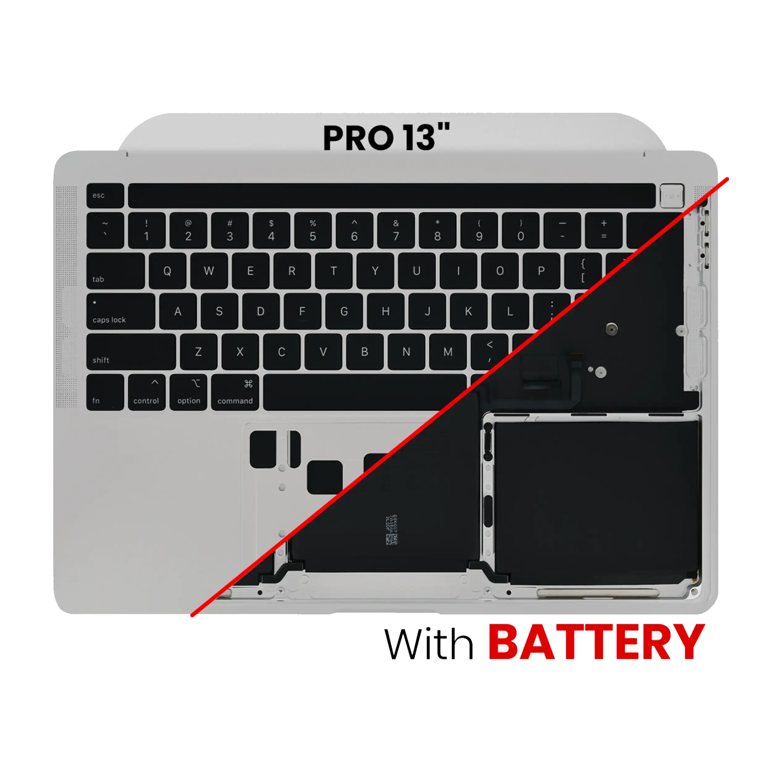 OEM-Ausbau Topcase inkl. Akku & US-Tastatur MacBook Pro 13 A2338 Silber B/C