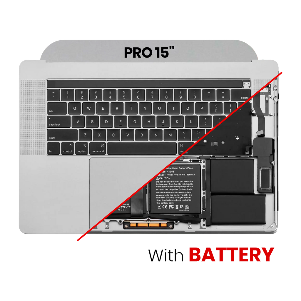 Top Case with Battery and Keyboard for MacBook Pro 15" A1990 (2018-2019) (US Keyboard) (Used OEM Pull, Grade A) (Space Gray)