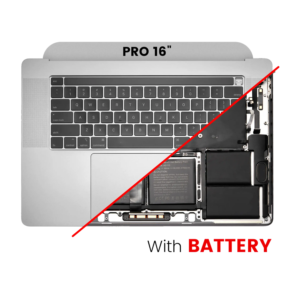 Topcase with Battery and Keyboard for MacBook Pro 16" (A2141 / Mid 2019) (US English) (used OEM part, Grade A) (Silver)
