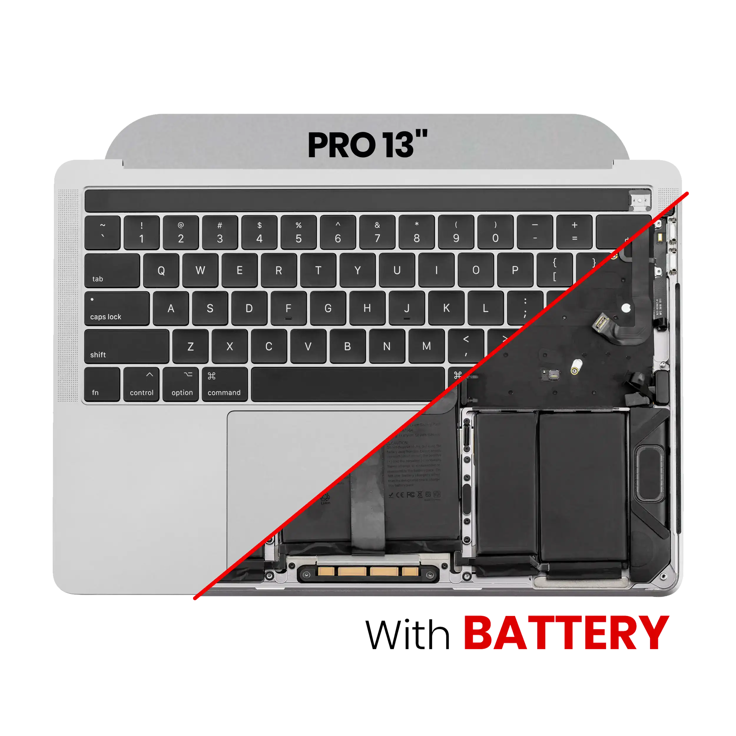 Top Case with Battery and Keyboard for MacBook Pro 13" (A1989 / Late 2018 / Early 2019) US Keyboard Space Gray (used OEM part, Quality B/C)
