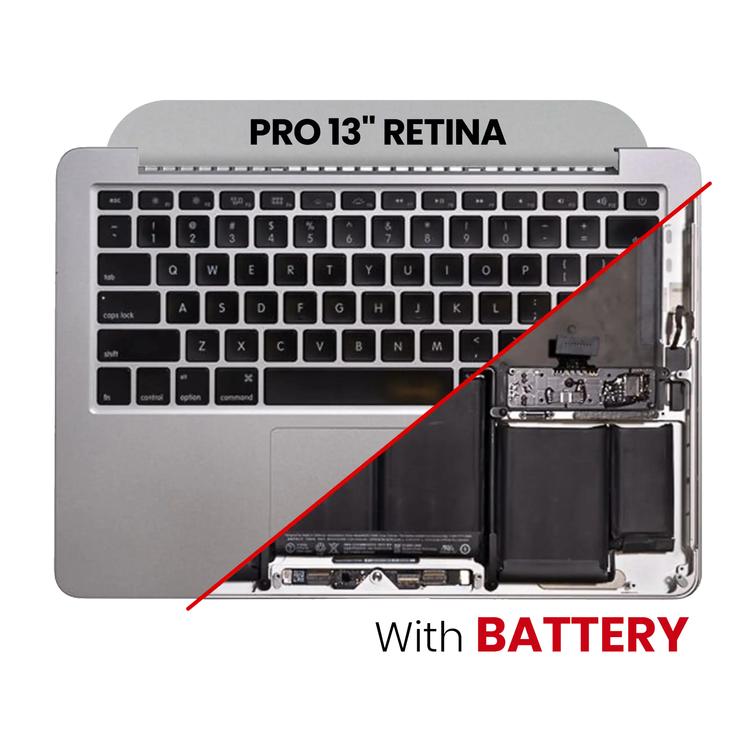 Top Case mit Akku and Keyboard (ANSI US) für MacBook Pro 13" A1502 (2013-2014) (gebrauchter OEM-Ausbau, Qualität B/C)