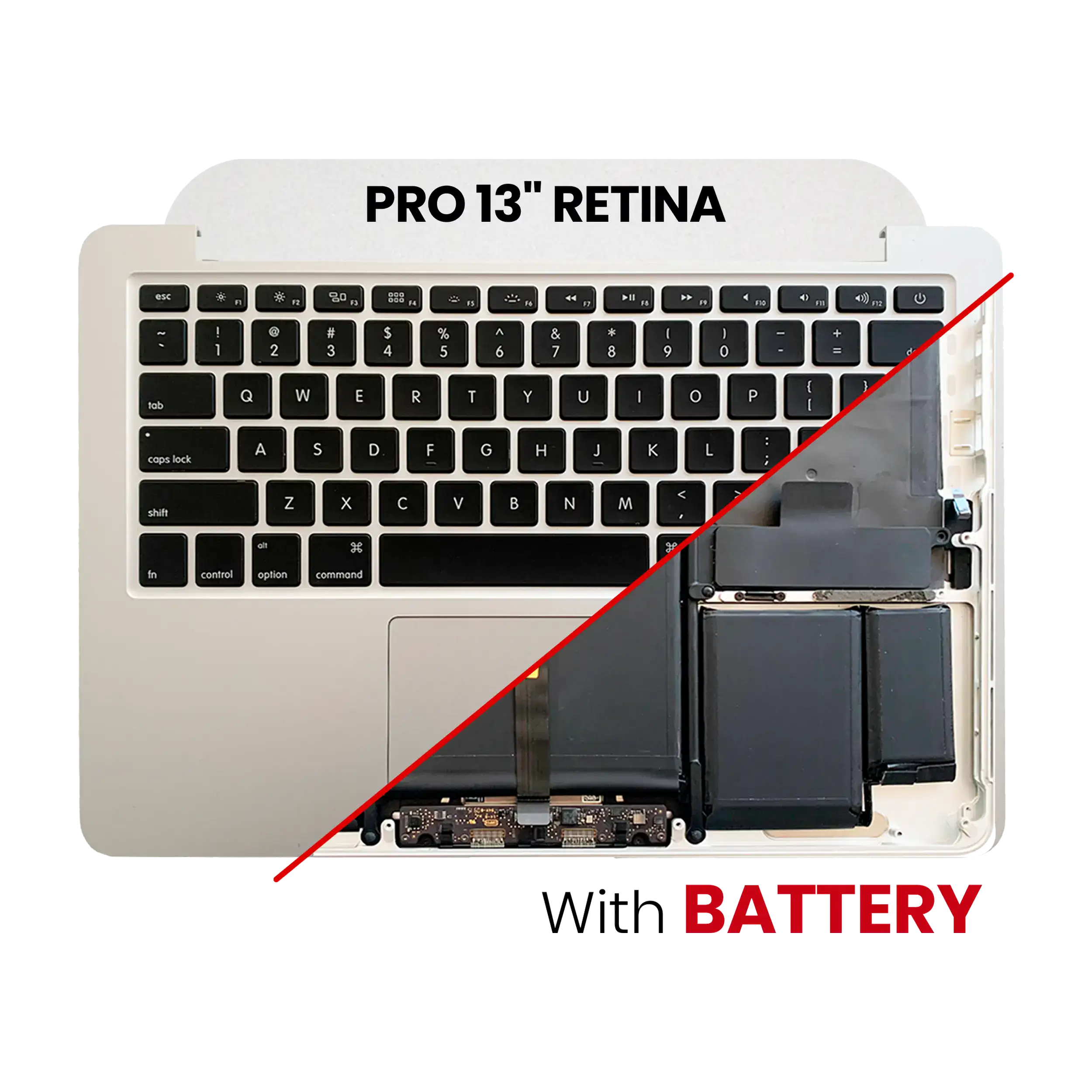 Top Case with Battery and US Keyboard for MacBook Pro 13" A1502 (2015) – OEM Pulled Like New – Silver