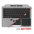 Top Case with Battery and Keyboard for MacBook Pro 13" A1708 (2016) (US Keyboard) (OEM-Removal: Grade New) (Space Gray)