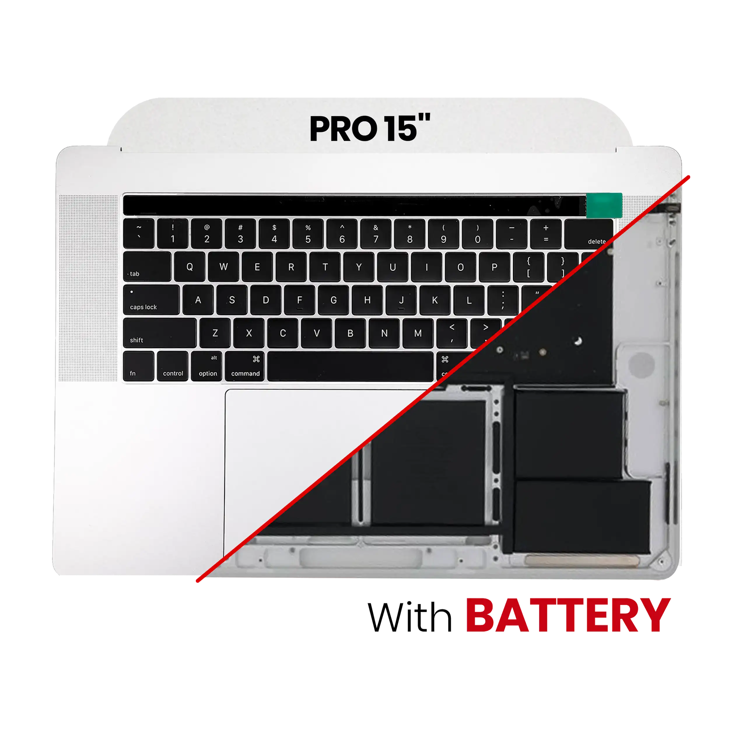 Top Case with Battery and Keyboard for MacBook Pro 15" A1707 (2016-2017) (US Keyboard) (used OEM removal, B/C quality) (Space Gray)