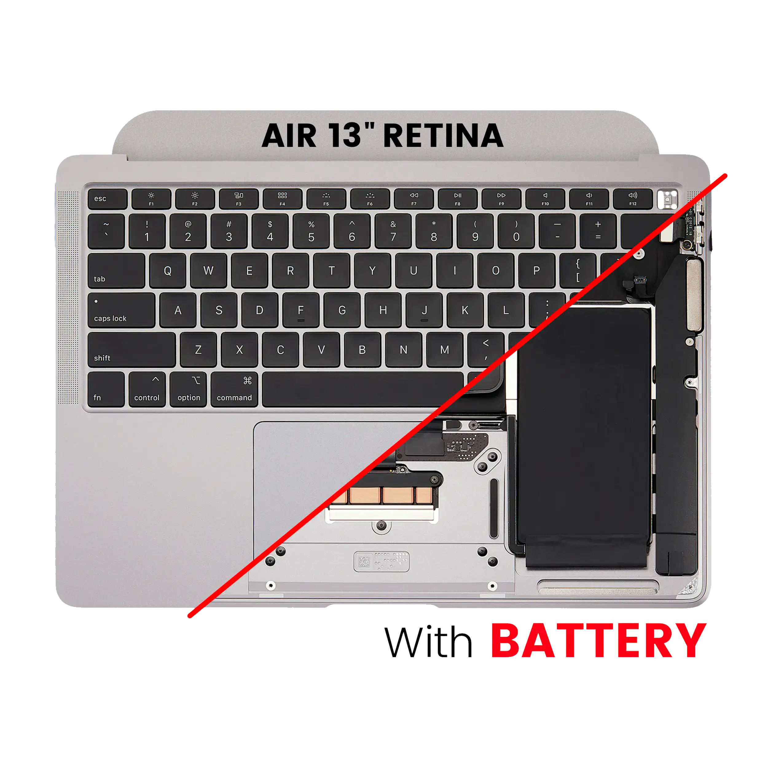 Top Case with Battery and Keyboard for MacBook Air 13" A2179 (2020) (US Keyboard) (Used OEM Pull, Quality B/C) (Silver)