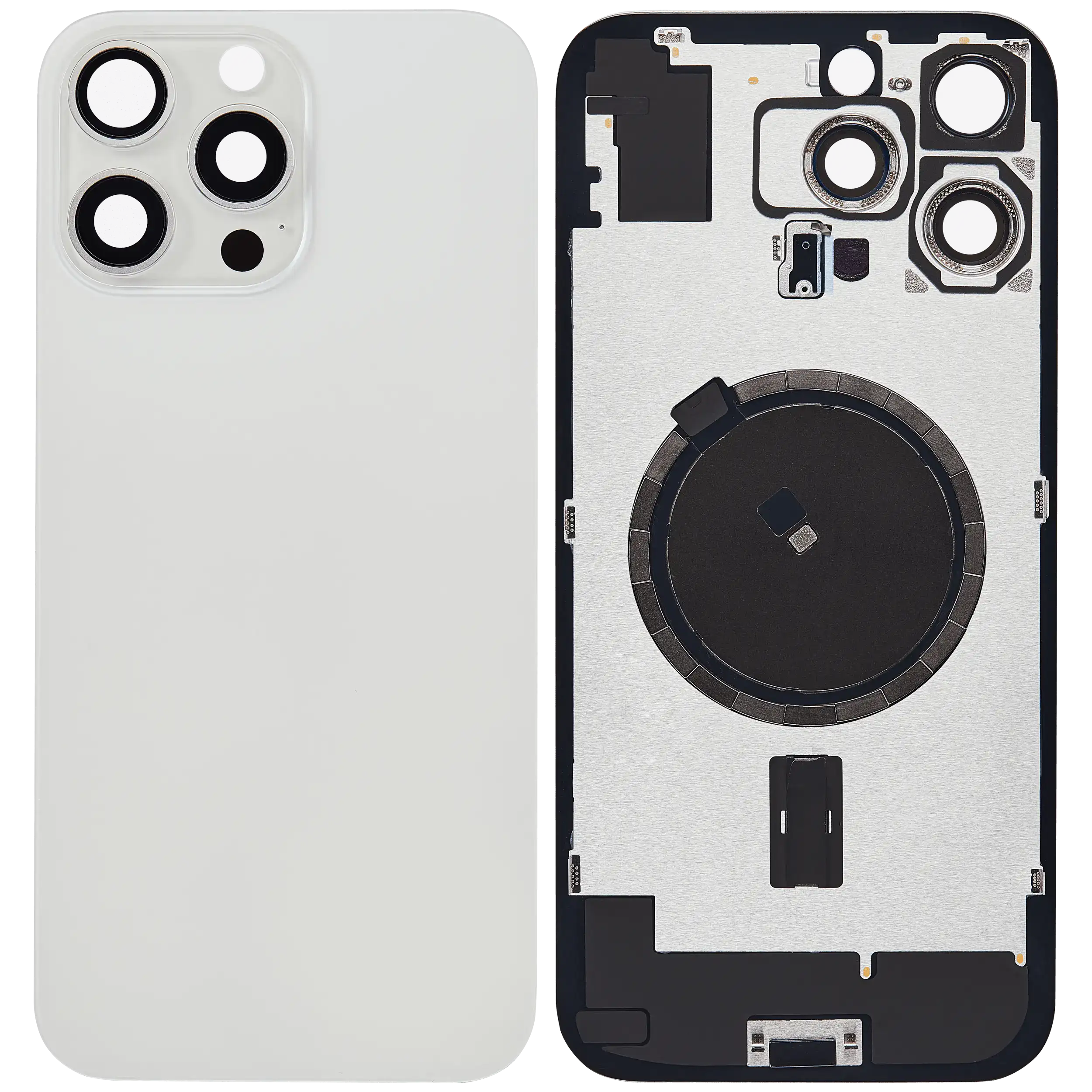 Back cover with MagSafe magnet for iPhone 16 Pro Max (Aftermarket) (White Titanium) (No Logo)