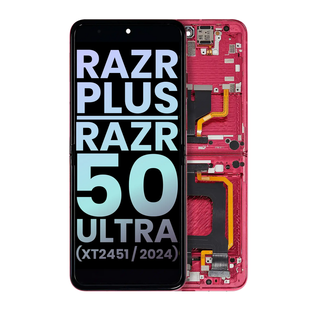 Motorola Razr Plus 2024/2025 Innen OLED-Display mit Rahmen OEM Hot Pink