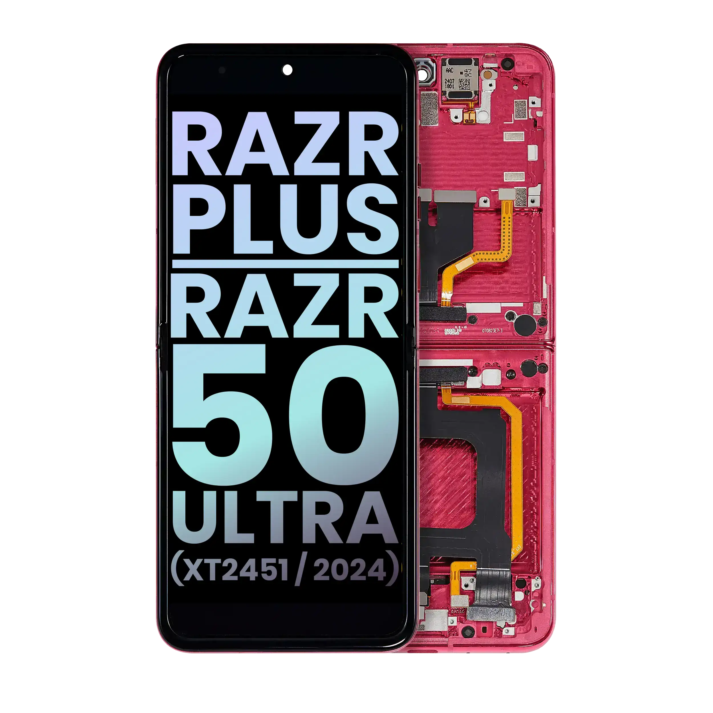 Motorola Razr Plus 2024/2025 Innen OLED-Display mit Rahmen OEM Hot Pink