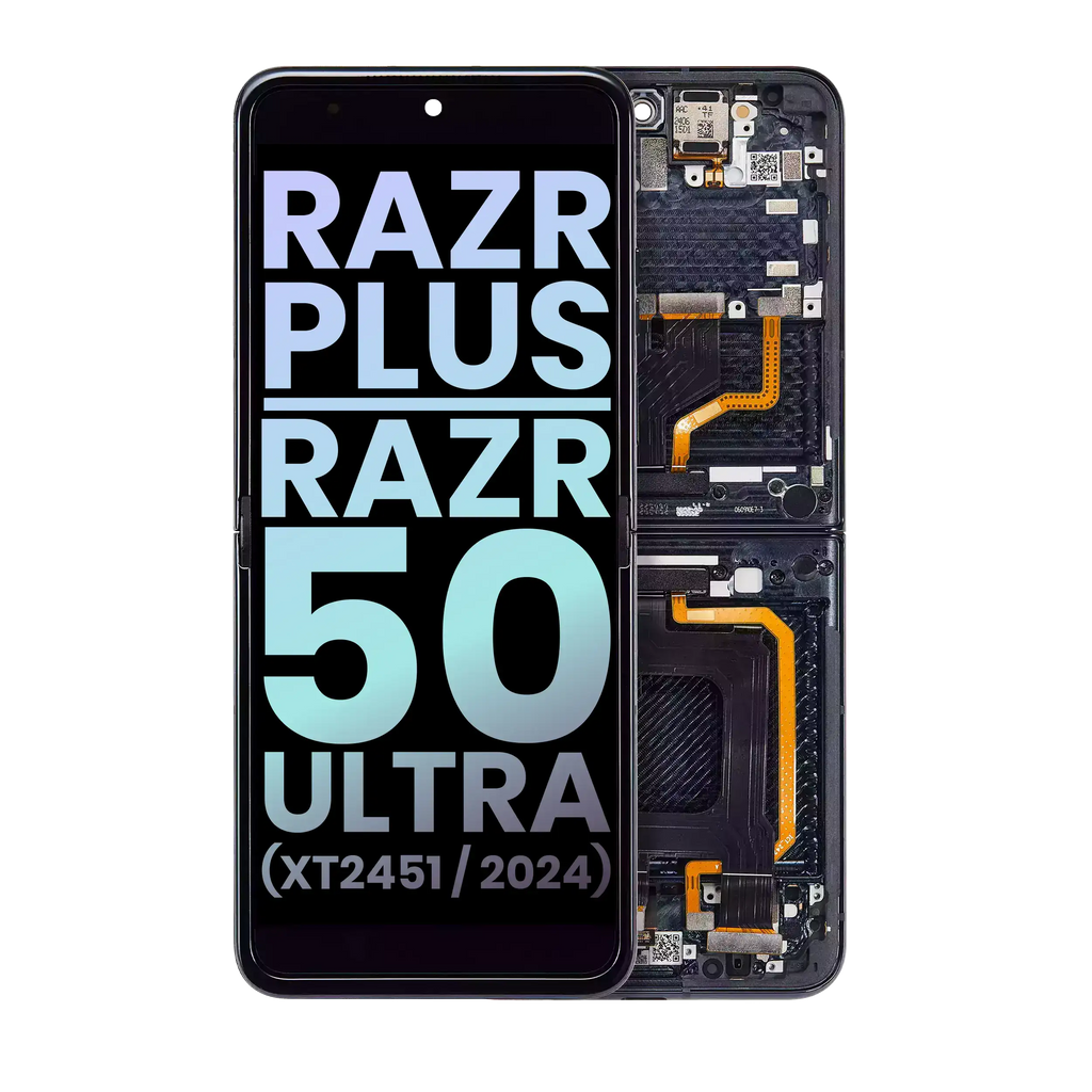 Innen OLED-Display mit Rahmen für Motorola Razr Plus/50 Ultra OEM Blau