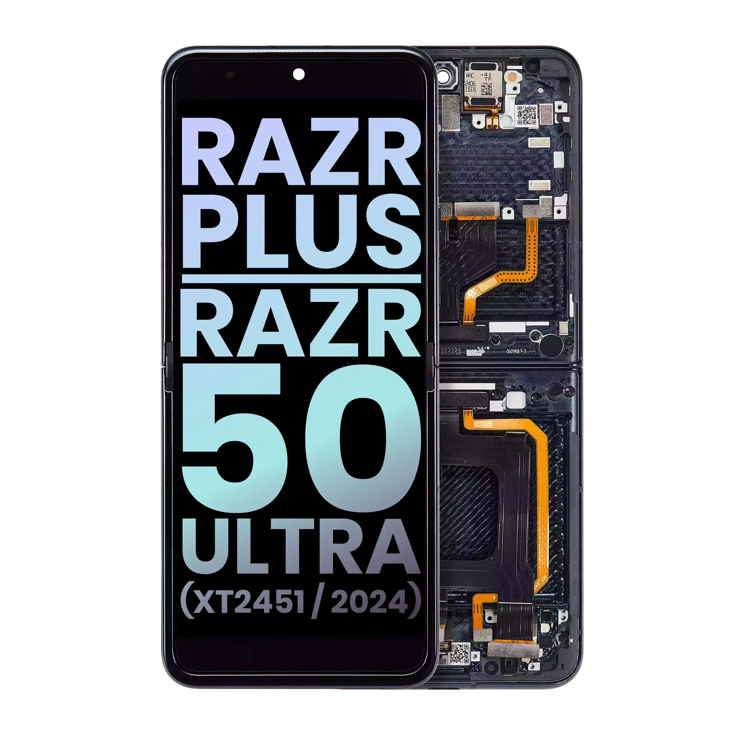 Innen OLED-Display mit Rahmen für Motorola Razr Plus/50 Ultra OEM Blau