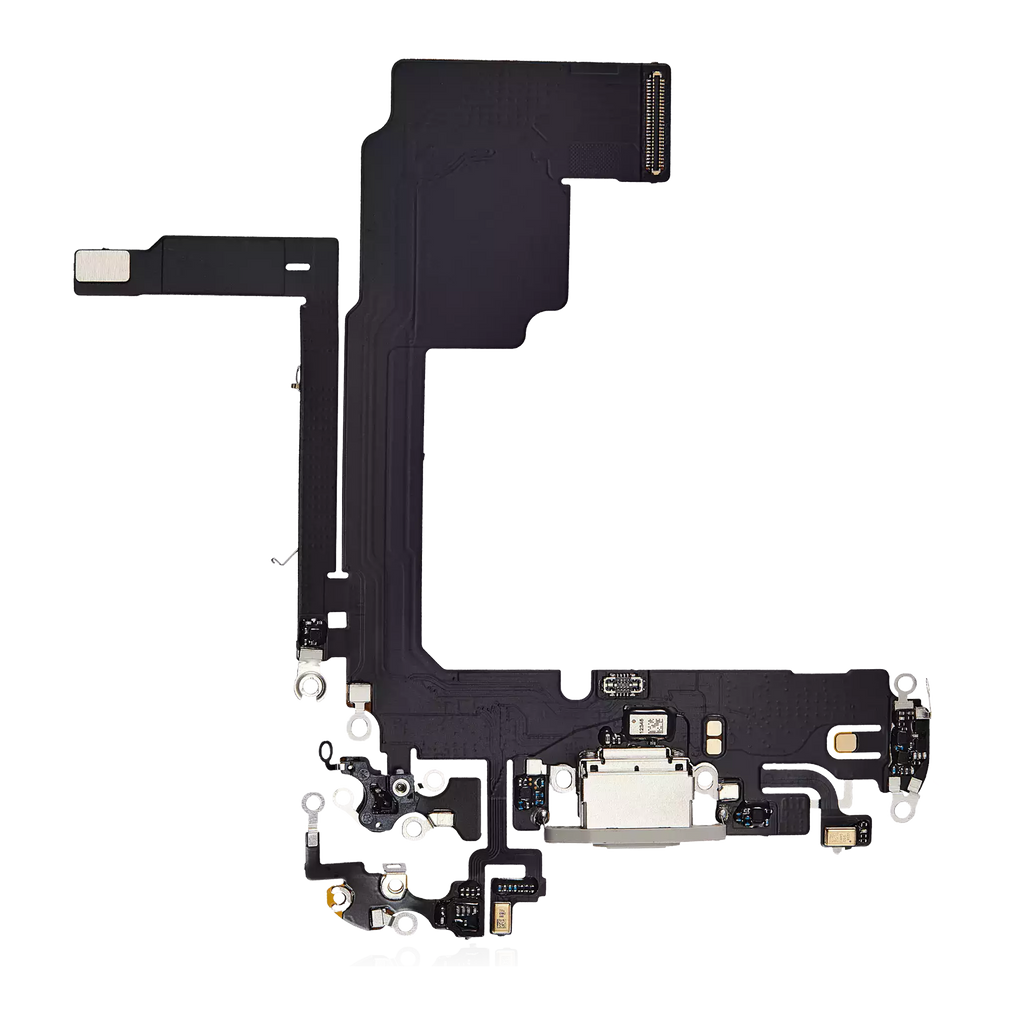 Ladebuchse Flexkabel für iPhone 15 Pro (Aftermarket Plus) (Weiß Titanium)