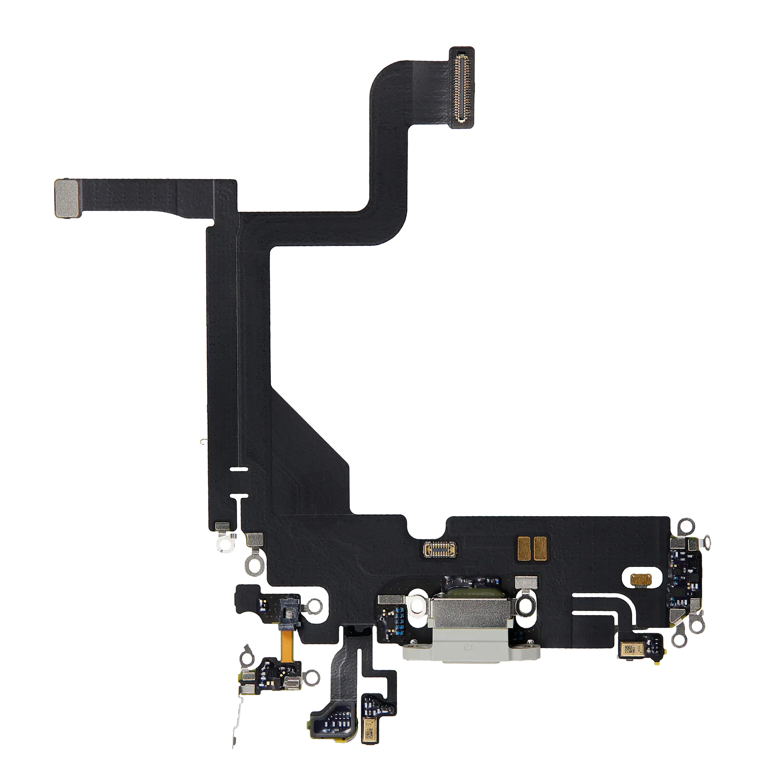 Charging Port Flex Cable for iPhone 13 Pro (Used, OEM Pull) (Silver)