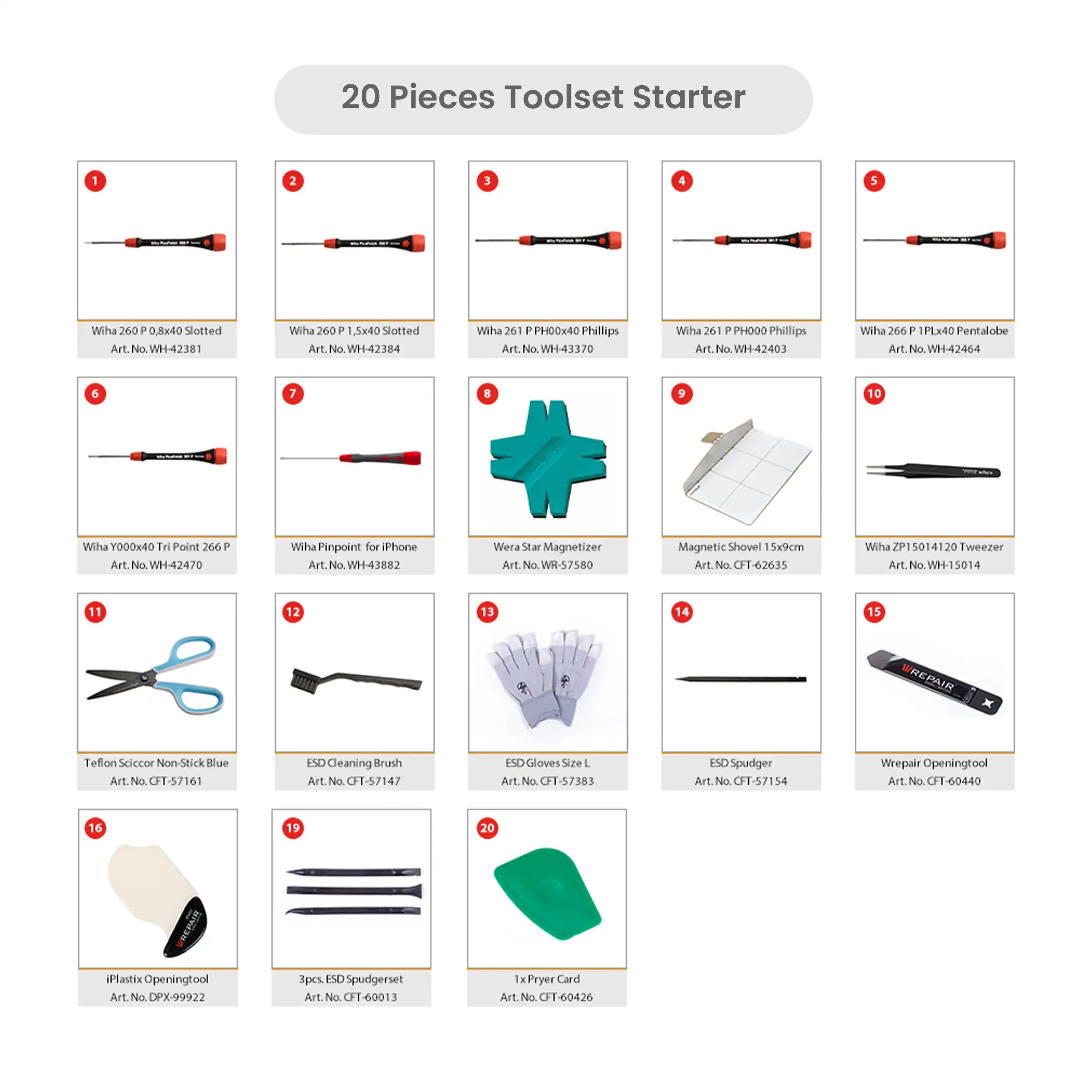 20-teiliges Werkzeugset Starter (Wrepair)