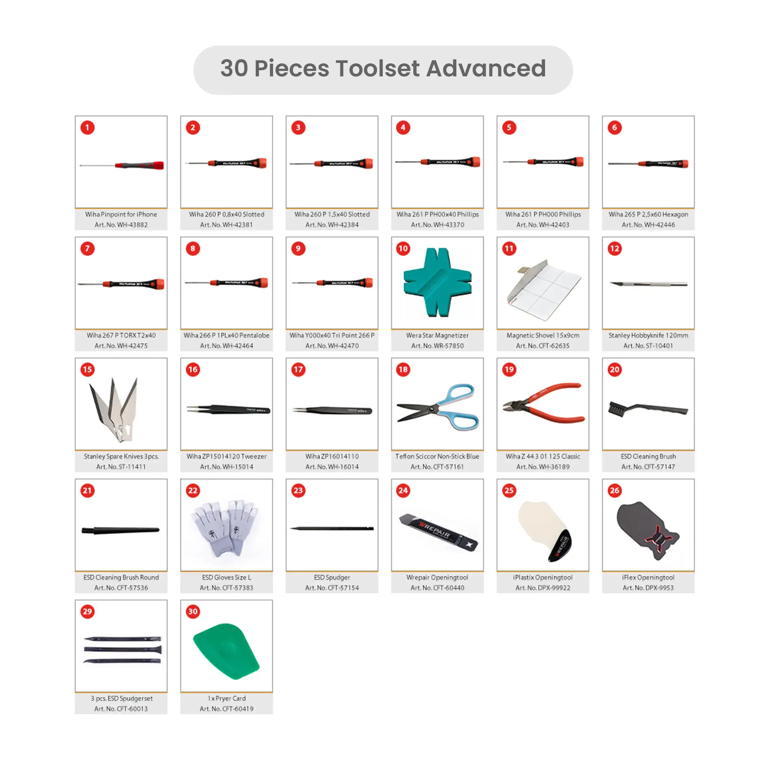 30-teiliges Werkzeugset Advanced (Wrepair)