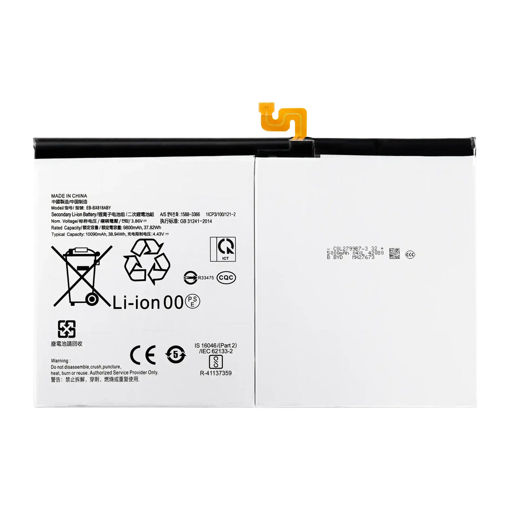 Replacement Battery for Samsung Galaxy Tab S9 Plus 12.4" (X810/X816) (2023) and Tab S9 FE Plus (X610/X616) (2023) (EB-BX818ABY)