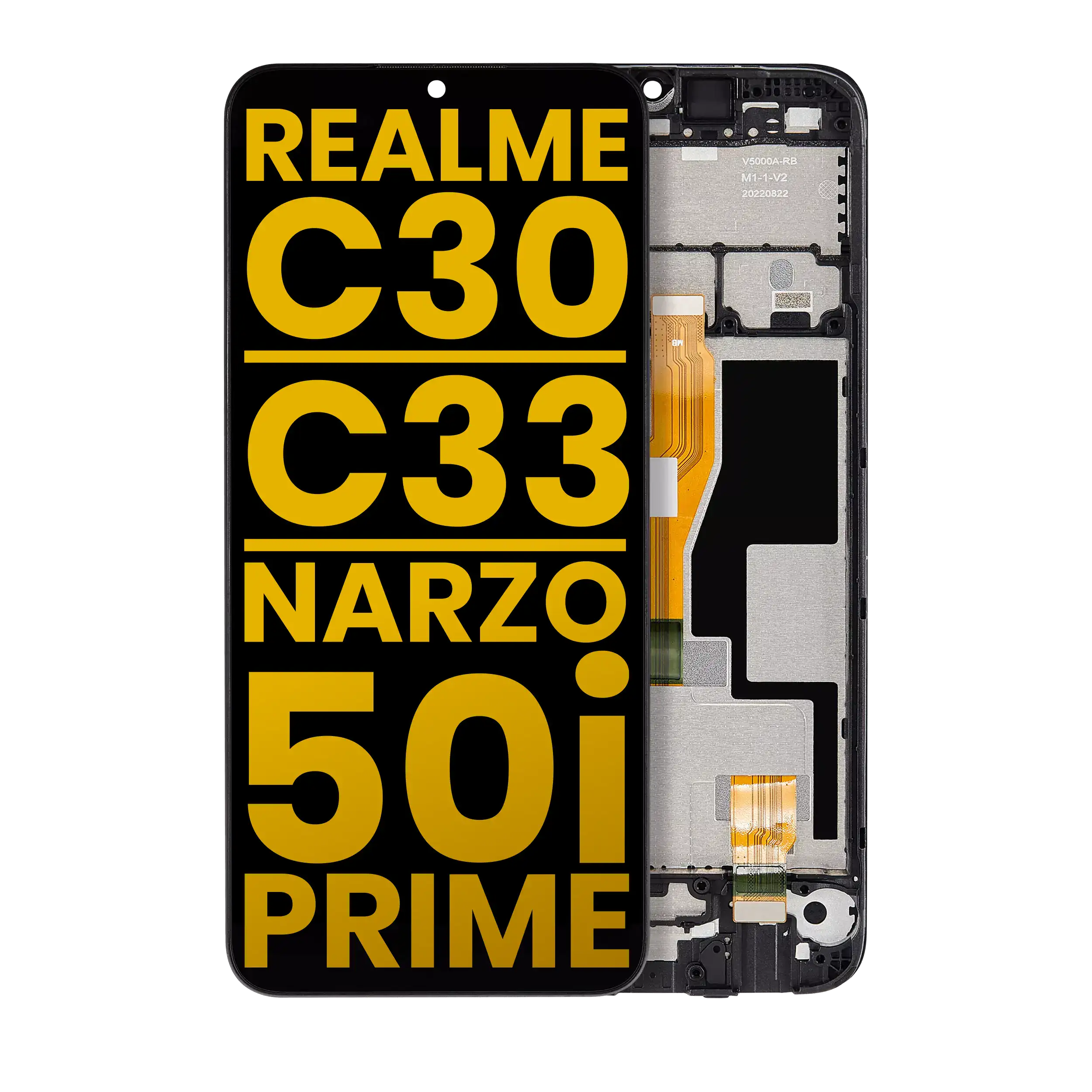 LCD mit Rahmen für Realme C30/C33/Narzo 50i Prime (Refurbished)