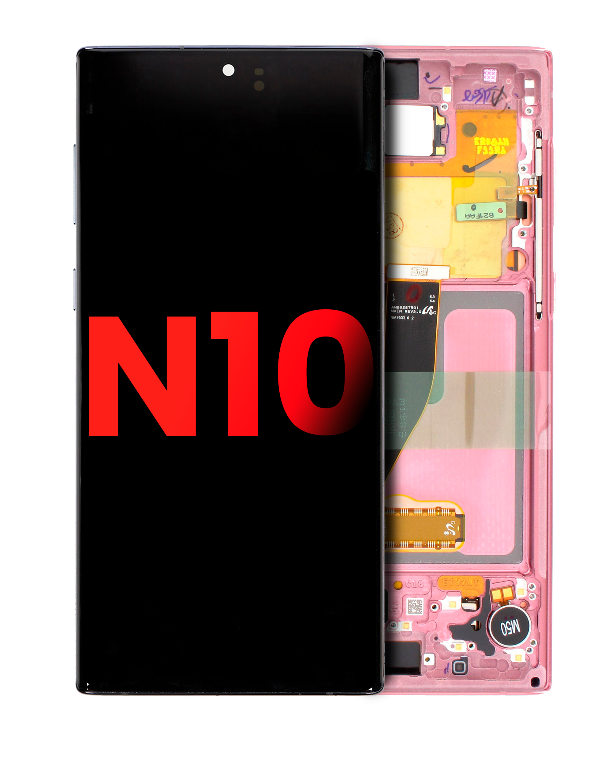 OLED-Display mit Rahmen für Samsung Galaxy Note 10 Aura Pink Aftermarket Plus