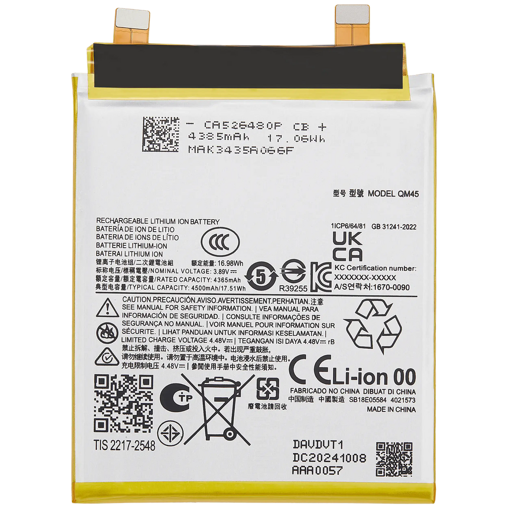Replacement battery for Motorola Moto Edge 50 Pro (XT2403 / 2024) (QM45)
