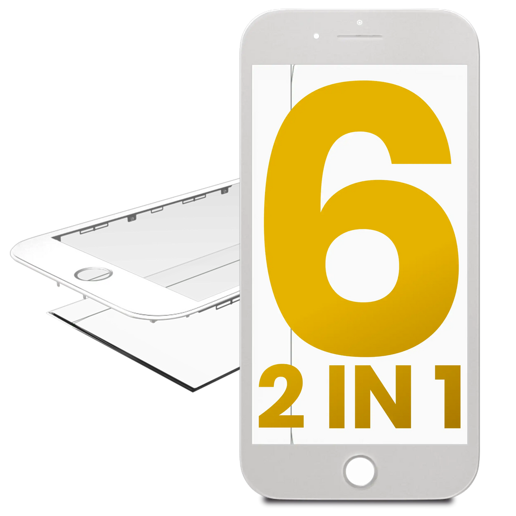 2-in-1 (Frontglas + Rahmen vormontiert) für iPhone 6 (2er-Pack) (Weiß)