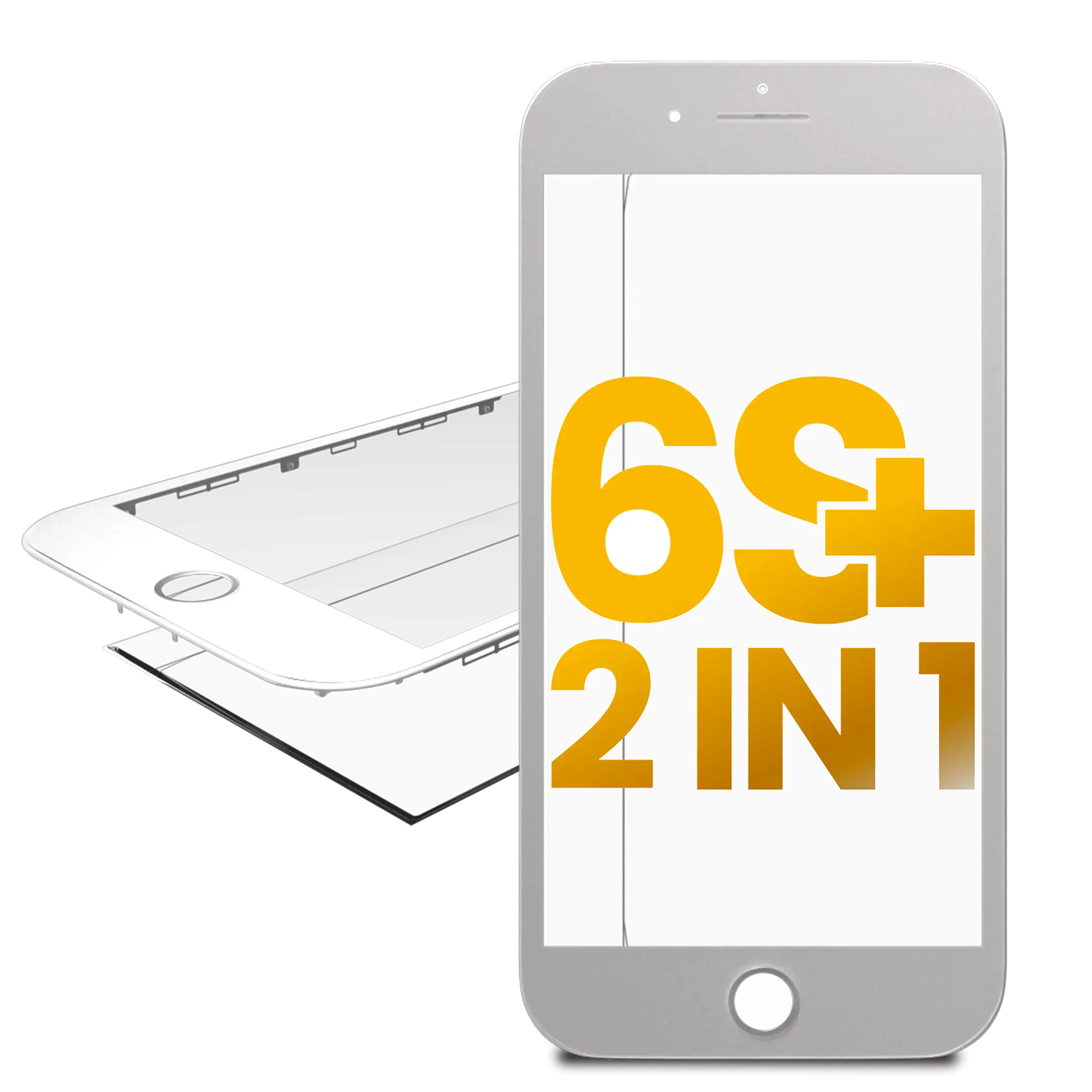 2 in 1 Frontglas + Rahmen vormontiert für iPhone 6S Plus (Weiß) (2er-Pack)