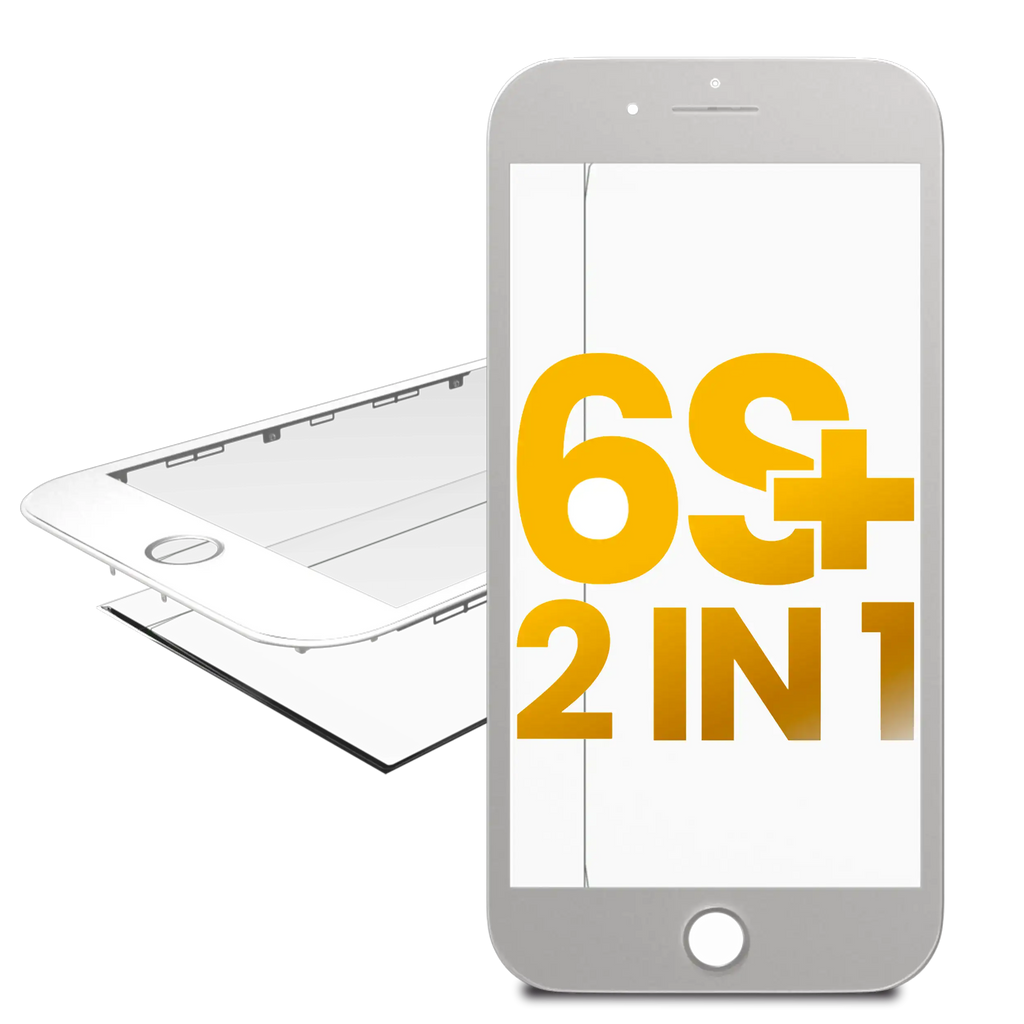 2 in 1 Frontglas + Rahmen vormontiert für iPhone 6S Plus (Weiß) (2er-Pack)