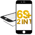 2 in 1 Frontglas mit Rahmen vormontiert für iPhone 6S Plus (2er-Pack) Schwarz
