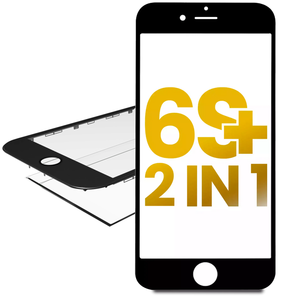 2 in 1 Frontglas mit Rahmen vormontiert für iPhone 6S Plus (2er-Pack) Schwarz