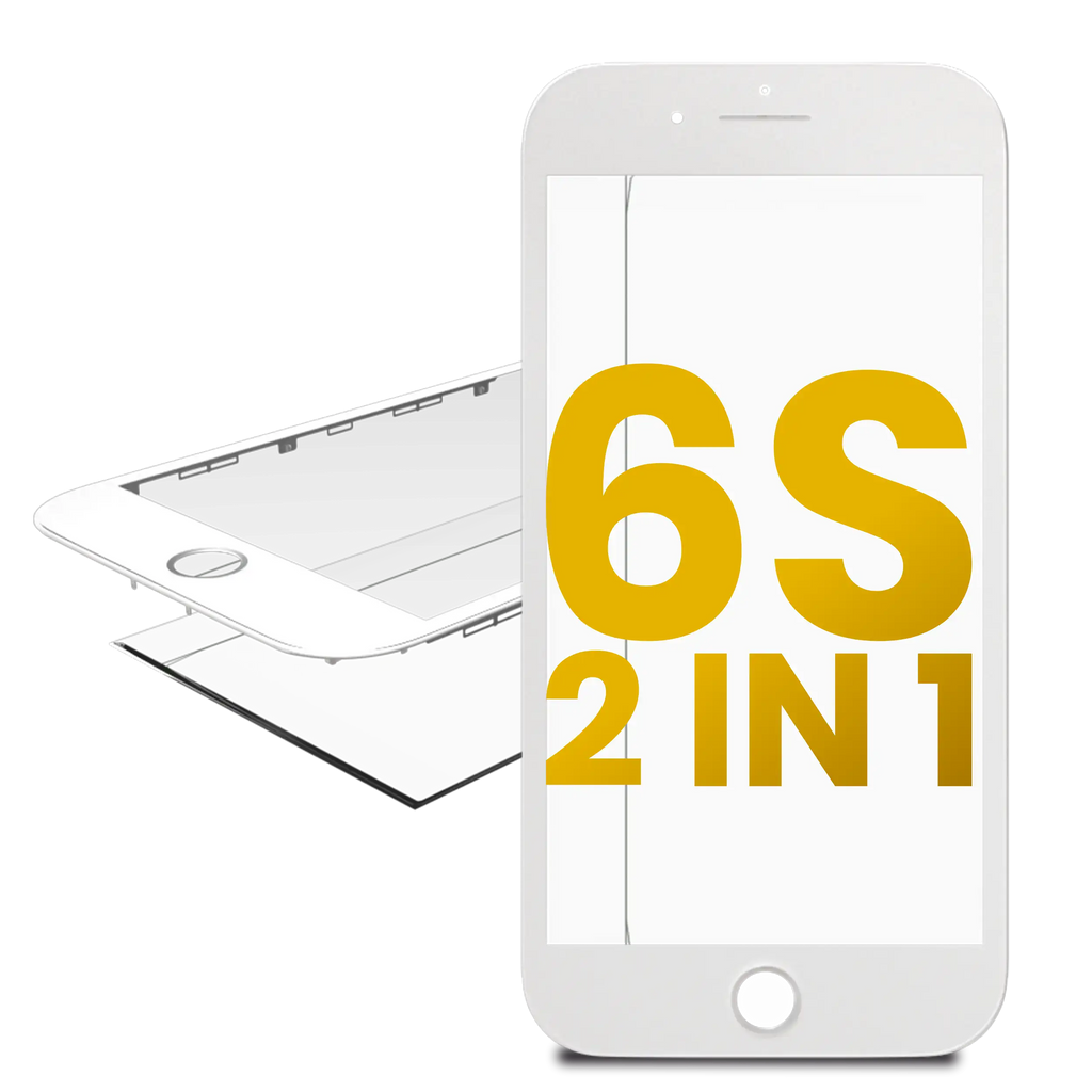2 in 1 (Frontglas + Rahmen vormontiert) für iPhone 6S (2er-Pack) (Weiß)