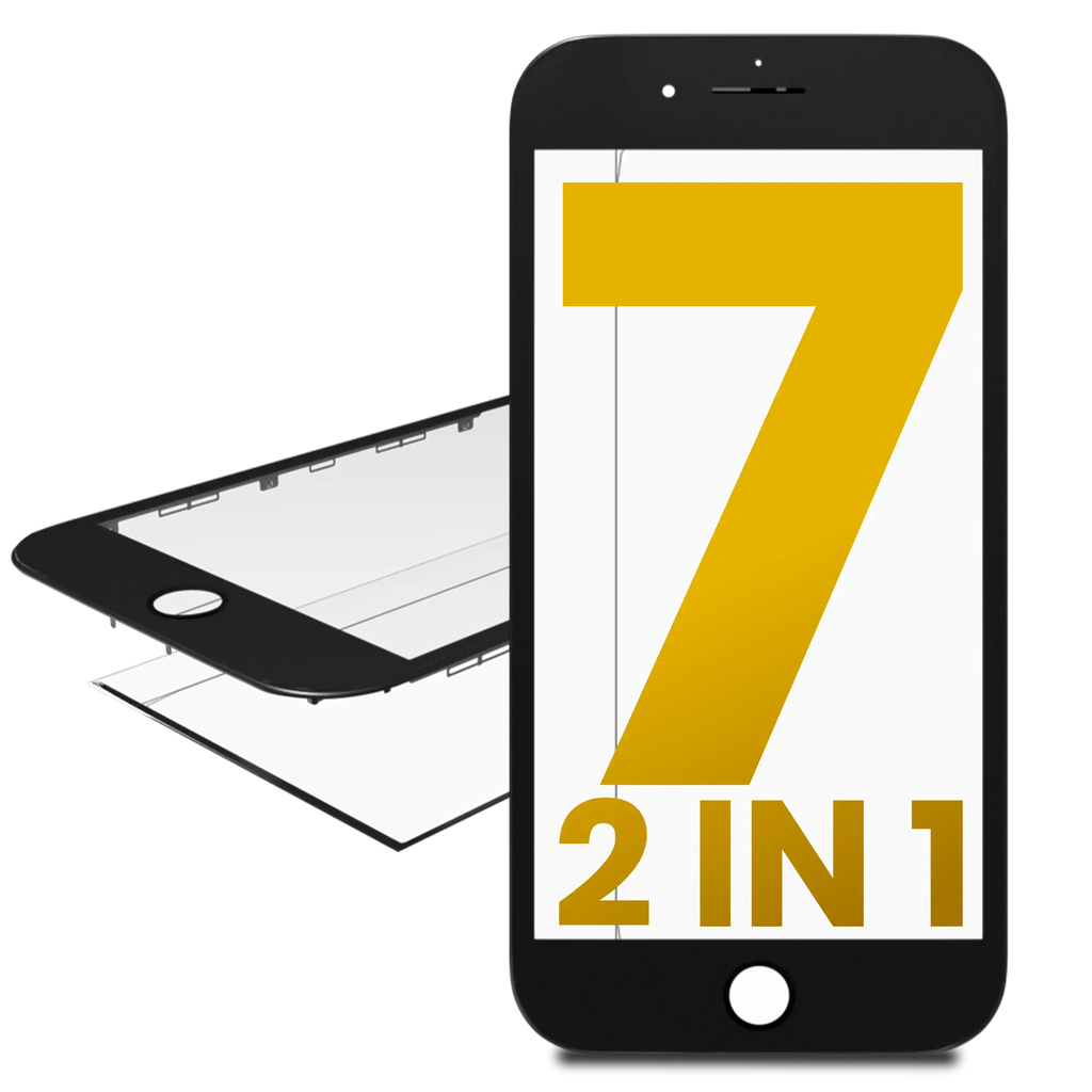 2-in-1 Frontglas mit Rahmen (vormontiert) für iPhone 7 (2er-Pack, Schwarz)