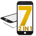 2-in-1 Frontglas mit Rahmen (vormontiert) für iPhone 7 (2er-Pack, Schwarz)