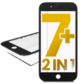 iPhone 7 Plus Glas mit Rahmen vorinstalliert Schwarz Premium 2er-Pack